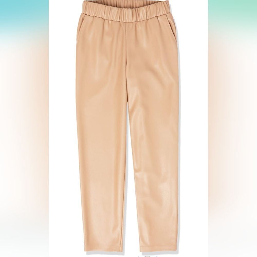 The Drop @Lisadnyc Camel Vegan Leather Pull-on Pants Size Large NWT Inseam 28 in - Picture 4 of 6